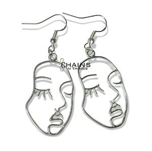 Face Woman Earrings Silver Color Modern Boho Big Facial Charm Jewelry Women Girl
